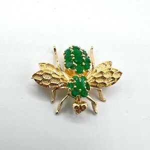 Vintage 14K Gold and Emerald Bee Brooch/Pendant